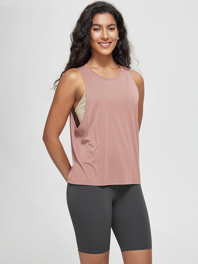ODODOS 3-Pack Loose Tank Tops for Women Sleeveless Gym Athletic Workout Tops Yoga Shirts