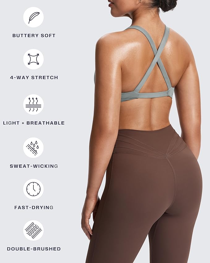 Aoxjox Women's Workout Sports Bras Fitness Satara Low Impact Bra Yoga Crop Tank