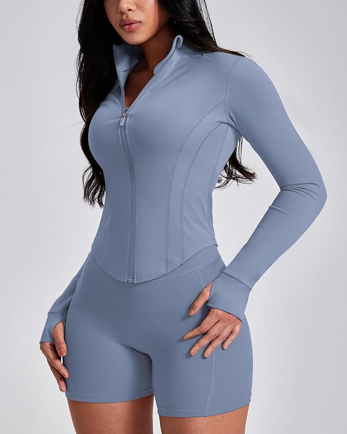 GYM RAINBOW Workout Jackets for Woman Lightweight Athletic Full Zip Running Jacket BBL Cropped Jackets Slim With Thumb Holes