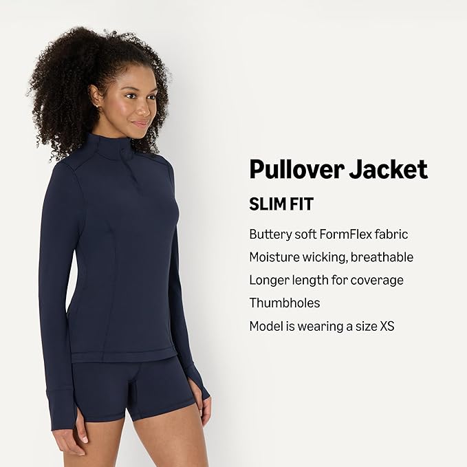 Amazon Essentials Women's Active FormFlex Buttery Soft Slim Fit Quarter Zip Long Sleeve Pullover Jacket