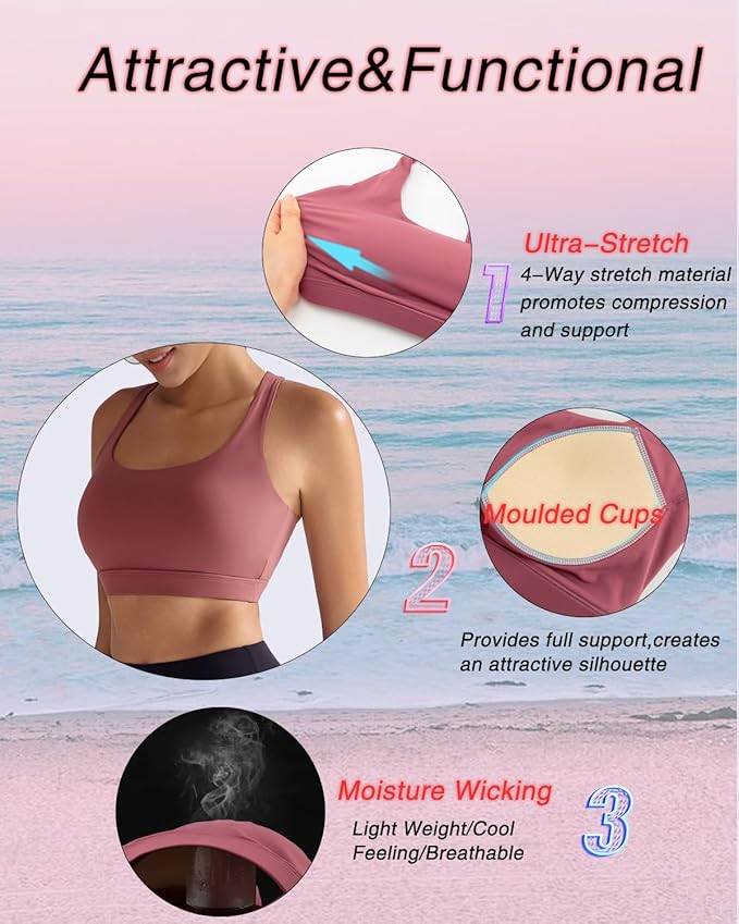 RUNNING GIRL Sports Bras for Women, Molded Cup High Impact Sports Bra Workout Bras for Women High Support Racerback