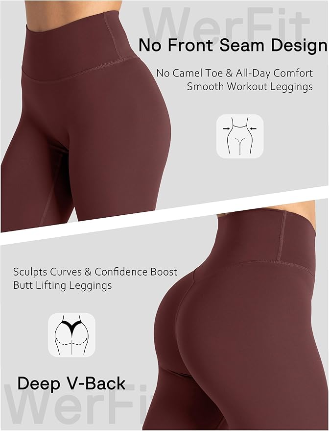 Unthewe Naked-Feel No Front Seam Leggings for Women - High Waisted Buttery Soft Workout Yoga Pants 25"