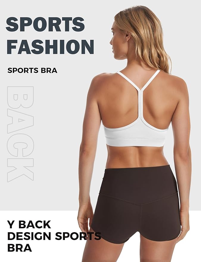 Buauty Sports Bra for Women, Y Back Light Support Workout Bra with Removable Pads for Yoga Pilates Gym