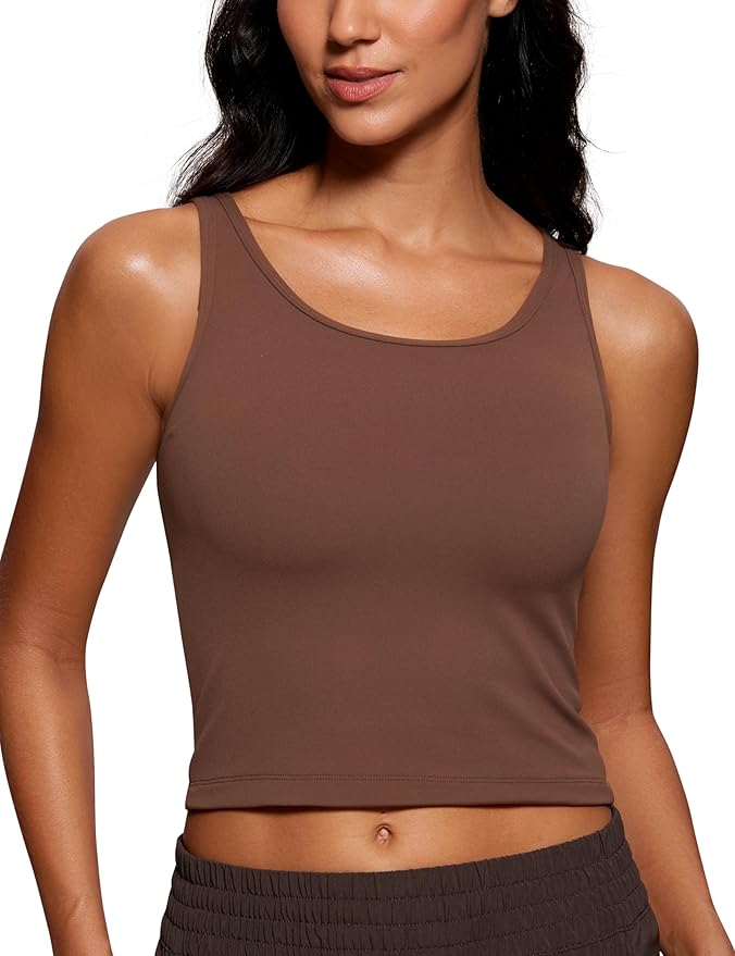 CRZ YOGA Butterluxe Double Lined Tank Tops for Women - Workout Casual Scoop Neck Racerback Crop Sleeveless Shirt