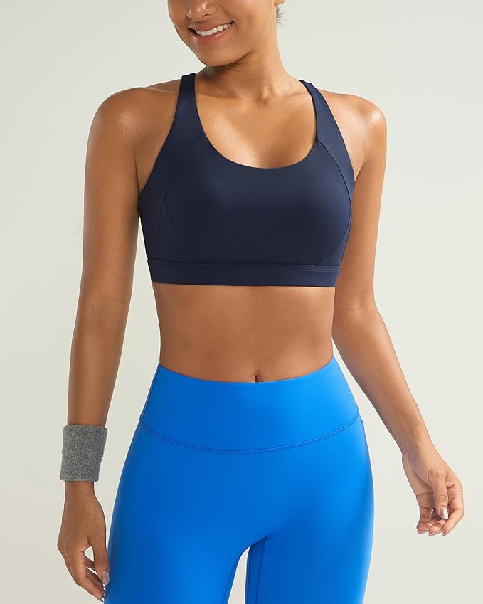RUNNING GIRL Sports Bra for Women High Support,Molded Cup Strappy Running Sports Bras with Sewn in Pads