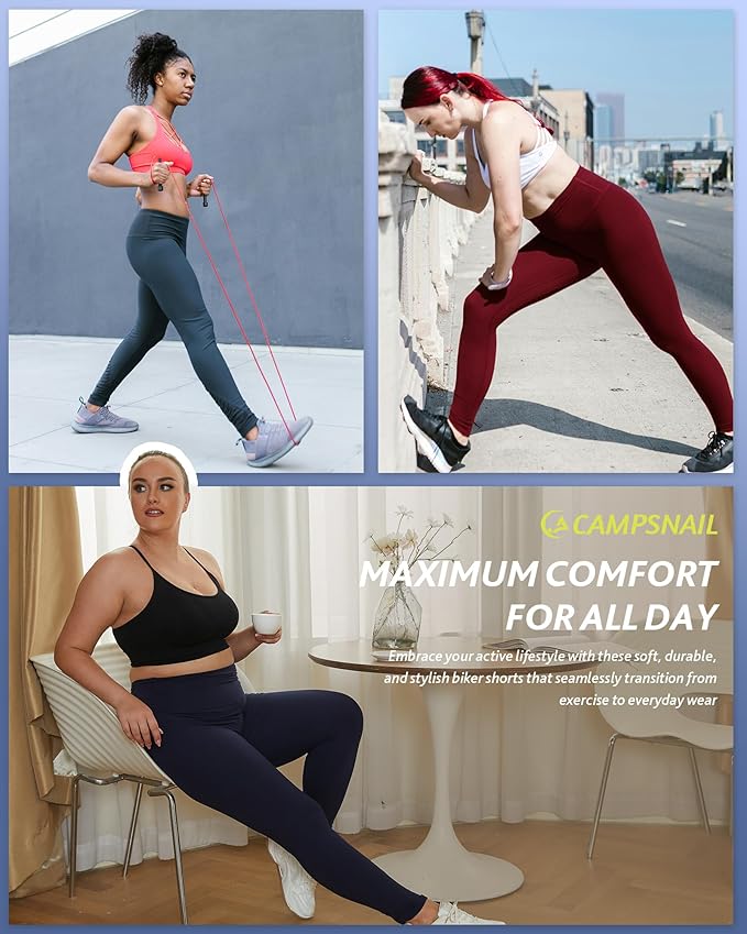 CAMPSNAIL 4 Pack Leggings for Women - High Waisted Tummy Control Yoga Pants for Workout Gym Black Leggings Plus Size Dance