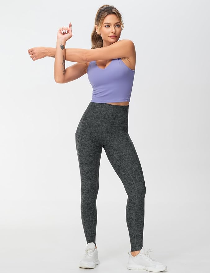 THE GYM PEOPLE Thick High Waist Yoga Pants with Pockets, Tummy Control Workout Running Yoga Leggings for Women
