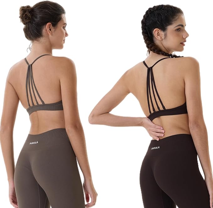 AUROLA Mercury Workout Sports Bras Women Athletic Removable Padded Backless Strapy Minimal Crop Top