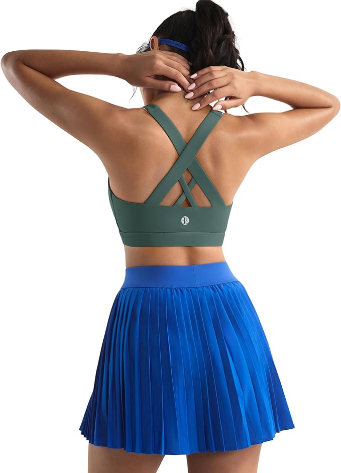RUNNING GIRL Sports Bras for Women,Padded Strappy Sports Bras Criss-Cross Back Medium Support Sports Bras with Removable Cups
