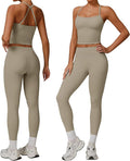 Women 2 Piece Workout Sets (NEW) Yoga Outfit Open Back Tank Top High Waisted Leggings Gym Sets Tracksuits