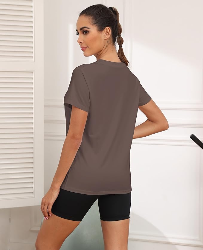 KevaMolly Workout Tops for Women UPF50+ Breathable Loose Fit Yoga T Shirts Short Sleeve Running Gym Athletic Tee Top