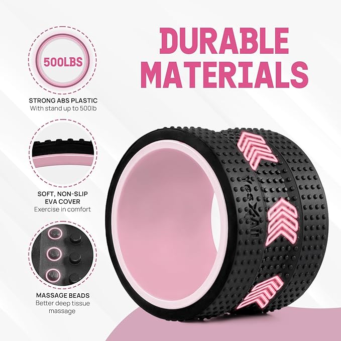 Yes4All Yoga Wheel Roller, 500 lb Capacity Back Cracker Roller for Comfort HIPS & Neck, Available in 6”/10”/12” Sizes