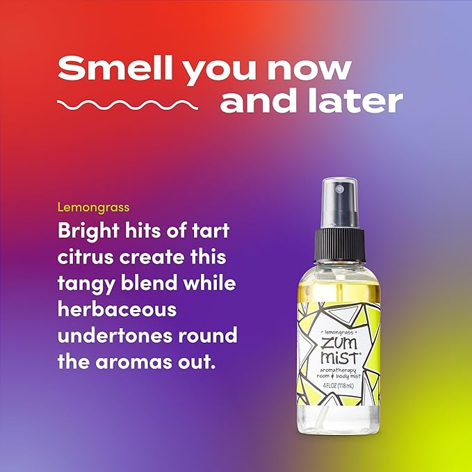 Indigo Wild Zum Mist Room & Body Spray - Aromatherapy Essential Oil Spray - Natural Body Mist & Room Spray - Lemongrass Scent - 4 fl oz
