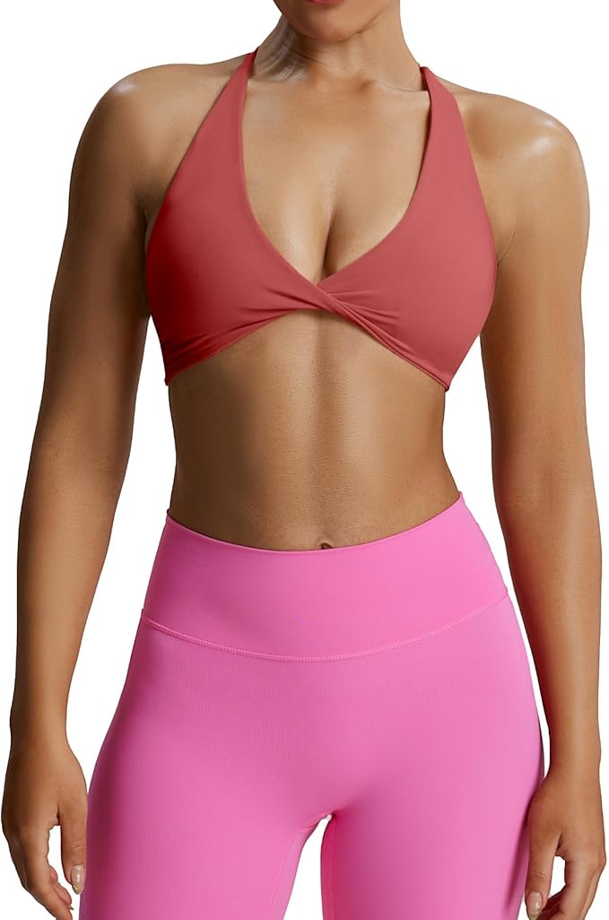 Aoxjox Women's Workout Sports Bras Fitness Metamorph Sienna Twist Bra Yoga Crop Tank
