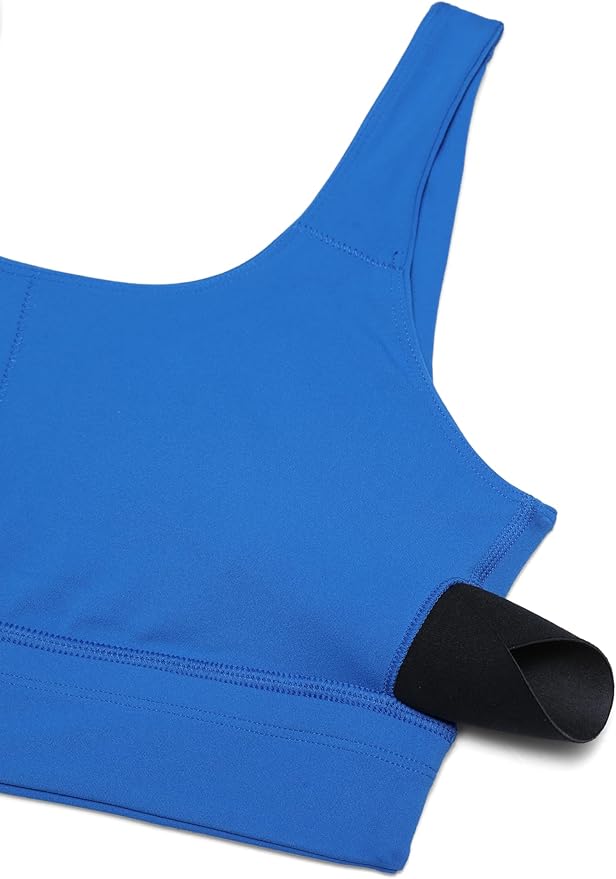 CRZ YOGA Butterluxe U Back Longline Sports Bras for Women - Scoop Neck Padded Yoga Workout Crop Top with Built in Pads