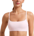 CRZ YOGA Butterluxe Adjustable Spaghetti Strap Sports Bras for Women - Scoop Neck Wireless Padded Yoga Workout Crop Top