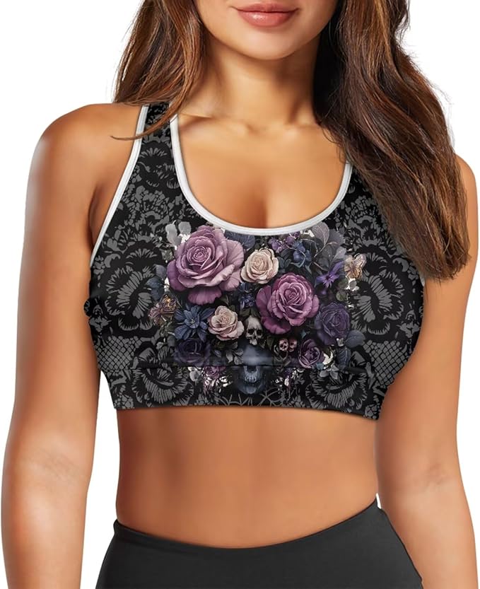 4 Piece Gym Sets Women Racerback Sports Bra with Back Pocket, Matching Flare Yoga Pants And Sweatband
