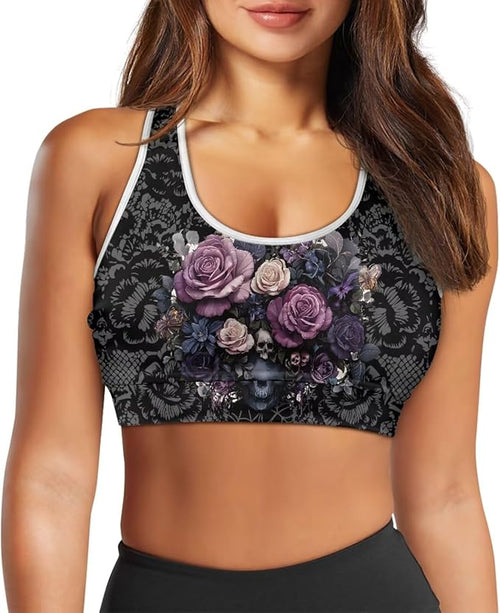 4 Piece Gym Sets Women Racerback Sports Bra with Back Pocket, Matching Flare Yoga Pants And Sweatband