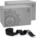 Overmont Yoga Block 2 Pack Supportive Latex-Free EVA Foam Soft Non-Slip Surface for General Fitness Pilates Stretching and Meditation 9"x6"x3" Yoga Strap Included
