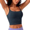 CRZ YOGA Butterlift Adjustable U Back Crop Tank Tops for Women - Padded Camisole Scoop Neck Workout Longline Sports Bras