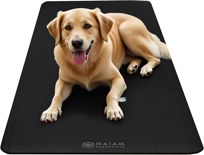 Gaiam Yoga Mat, Pilates & Exercise Mat, Thick 2/5" (10mm) Workout Mat with Easy-Cinch Carrying Strap for Home & Gym Workouts