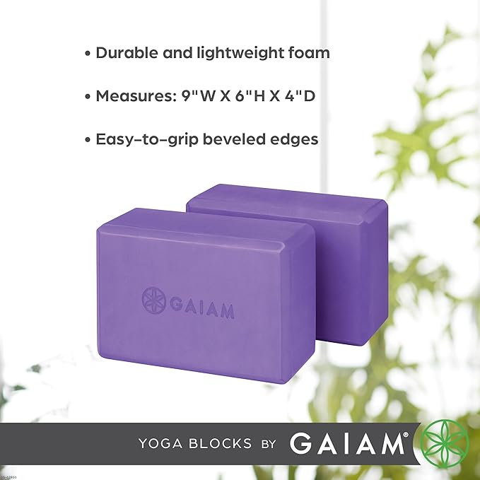 Gaiam Yoga Block - Supportive Latex-Free Eva Foam - Soft Non-Slip Surface with Beveled Edges for Yoga, Pilates, Meditation
