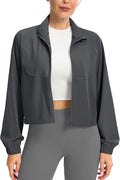 Soothfeel Women's Athletic workout Jacket Lightweight UPF 50+ Long Sleeve Sun Protection Shirts Zip Up Cropped Hiking Tops