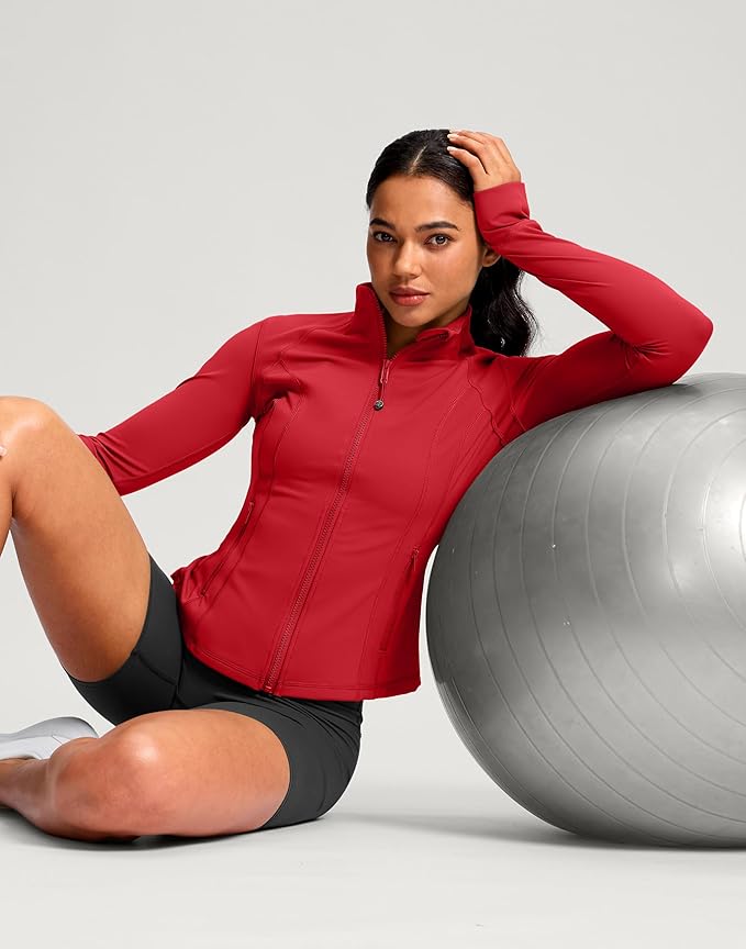 G Gradual Women's Workout Jackets Extended Waist Length Slim Full Zip 4 Pockets Athletic Jacket Spring Running Yoga Clothes
