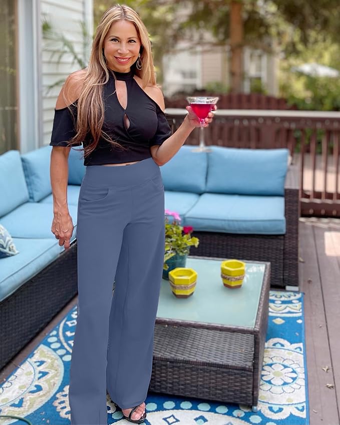 Promover Wide Leg Pants Woman Yoga Pants with Pockets Stretch Loose Casual Lounge Sweatpants Petite/Regular/Tall