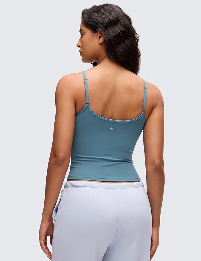 CRZ YOGA Butterluxe Double Lined Cami Tank Tops for Women - Yoga Casual Going Out Soft Scoop Neck Summer Sleeveless Shirt