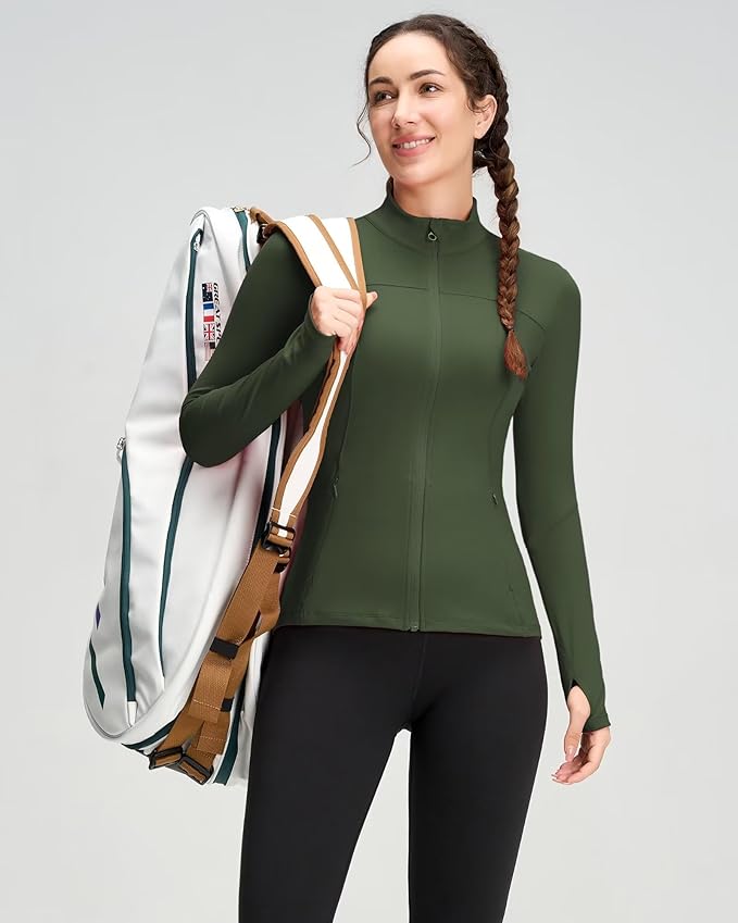 QUEENIEKE Womens Running Jackets Athletic Workout Scrub Jacket Track Full Zip Up Gym for Women Yoga Top