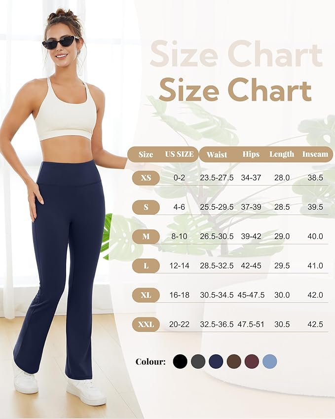 Yoga Pants for Women High Waisted Flare Leggings Bell Bottom Leggings Front Seamless Flared Workout Pants Tummy Control