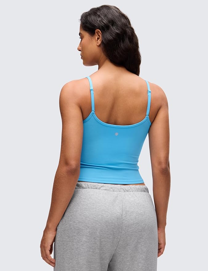 CRZ YOGA Butterluxe Double Lined Cami Tank Tops for Women - Yoga Casual Going Out Soft Scoop Neck Summer Sleeveless Shirt