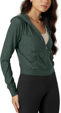 ODODOS Women's Full-Zip Cropped Hoodie - odSTRATUM Tech Ultra Soft UPF 50+ Hooded Jacket with Pockets