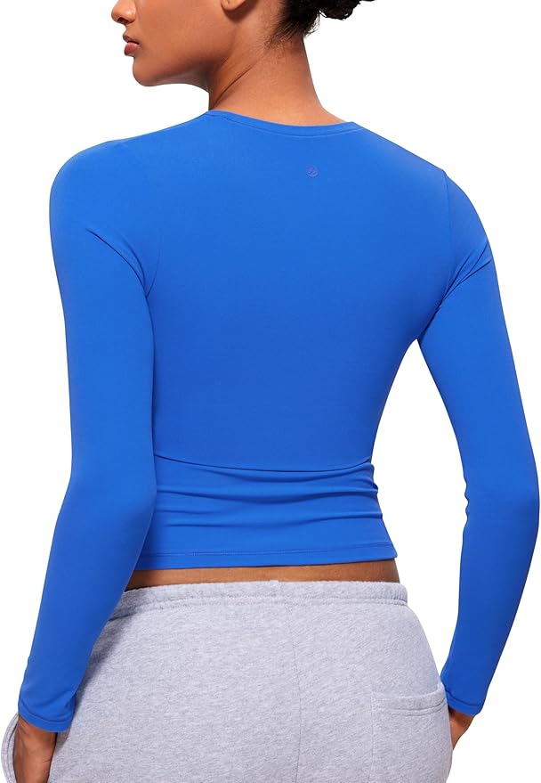 CRZ YOGA Softembrace Crewneck Long Sleeve Shirts for Women - Casual Going Out Tops Soft Basic Fitted Tight Fall T-Shirts