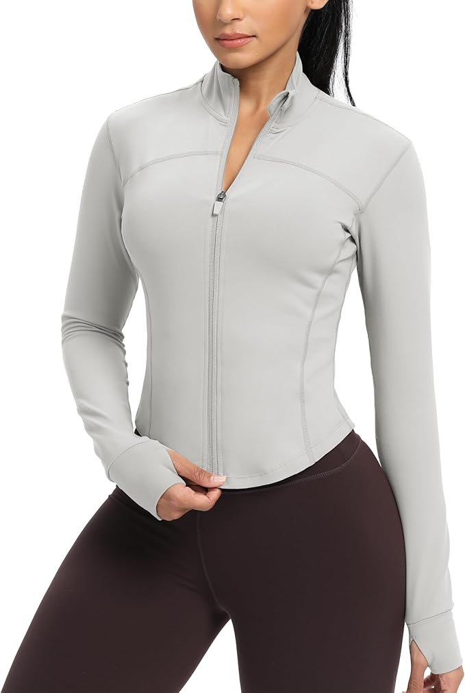 GYM RAINBOW Womens Zip Up Workout Jakcets Lightweight Slim Fit Running Athletic Jackets with Thumb Holes