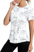 AVOOGUE Women's Short Sleeve Workout Tops Quick Dry Athletic UPF50+ Sun Protection Shirts Gym Hiking Running Yoga Clothes