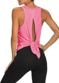 Bestisun Workout Tank Tops Open Back Yoga Exercise Shirts Tie Back Athletic Clothes for Women