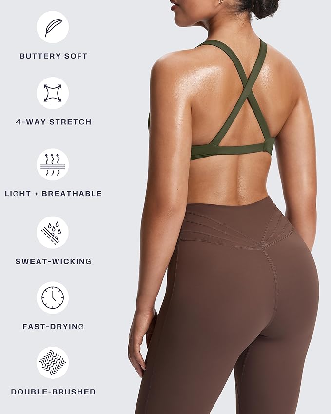 Aoxjox Women's Workout Sports Bras Fitness Satara Low Impact Bra Yoga Crop Tank