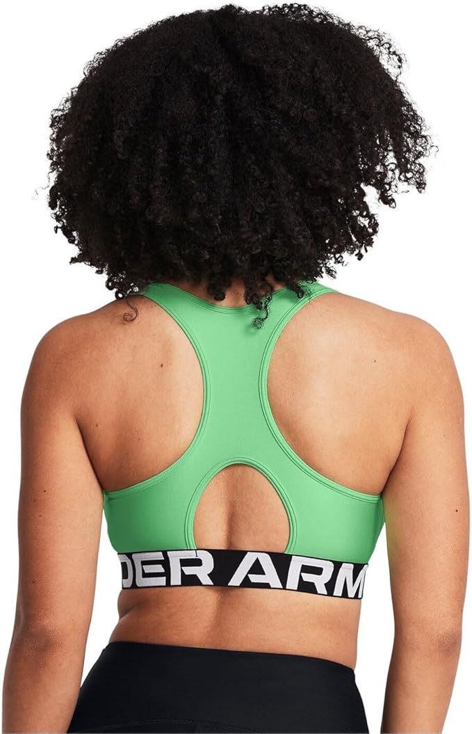 Under Armour Womens HeatGear Authentics Mid Impact Branded Sports Bra