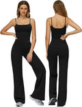 QBGJTD Womens Workout Sets Two Piece Spaghetti Straps Crop Top Matching Straight Leg Pants Gym Work Pilates Outfits