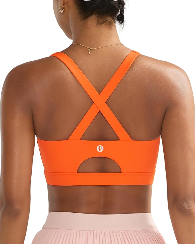 RUNNING GIRL Sports Bra for Women High Support,Molded Cup Strappy Running Sports Bras with Sewn in Pads