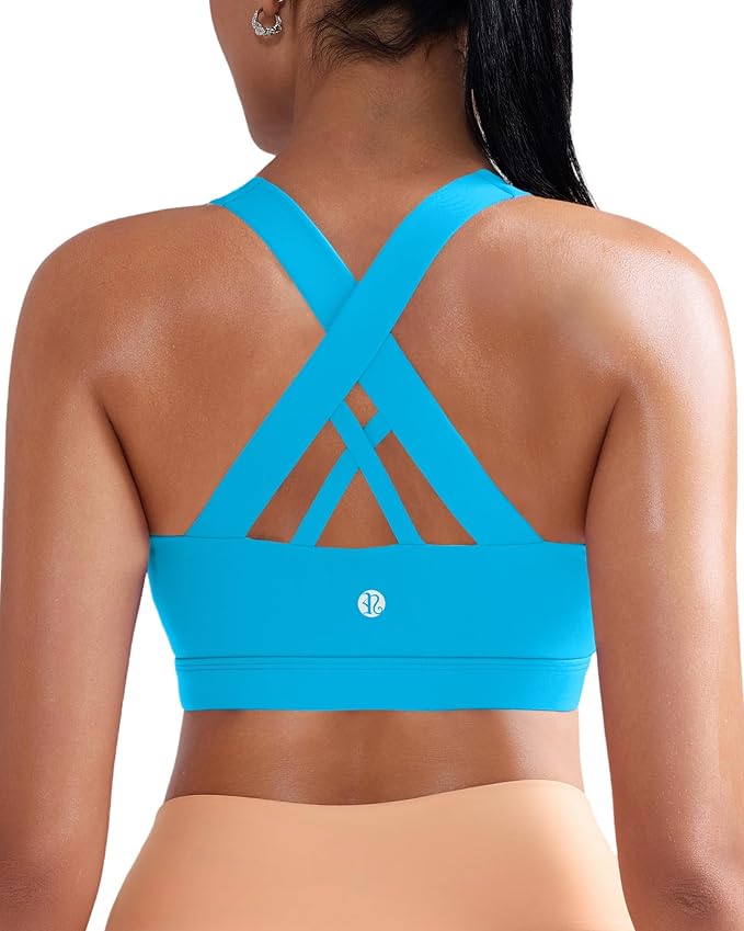RUNNING GIRL Sports Bras for Women,Padded Strappy Sports Bras Criss-Cross Back Medium Support Sports Bras with Removable Cups