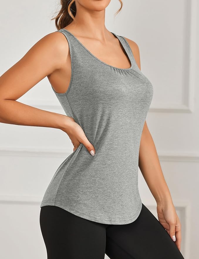 PINSPARK Workout Tops for Women Racerback Tank Tops Sleeveless Athletic Running Shirts Lightweight Yoga Gym Tank,2 Pack S-3XL