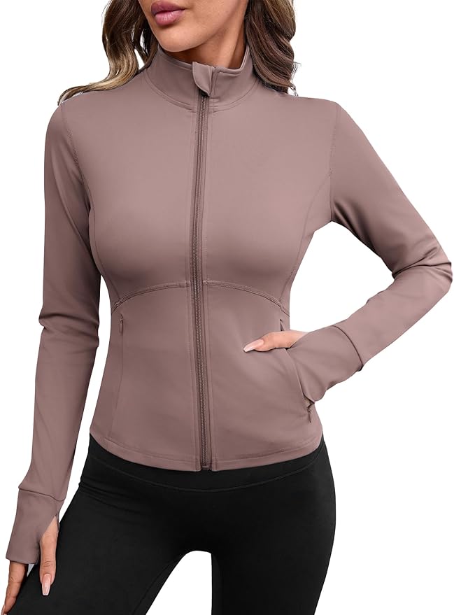 Avoogue Women Lightweight Active Jacket Full Zip Workout Running Yoga Athletic Outerwear with Pockets