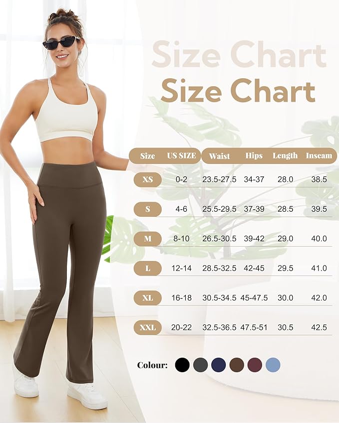 Yoga Pants for Women High Waisted Flare Leggings Bell Bottom Leggings Front Seamless Flared Workout Pants Tummy Control