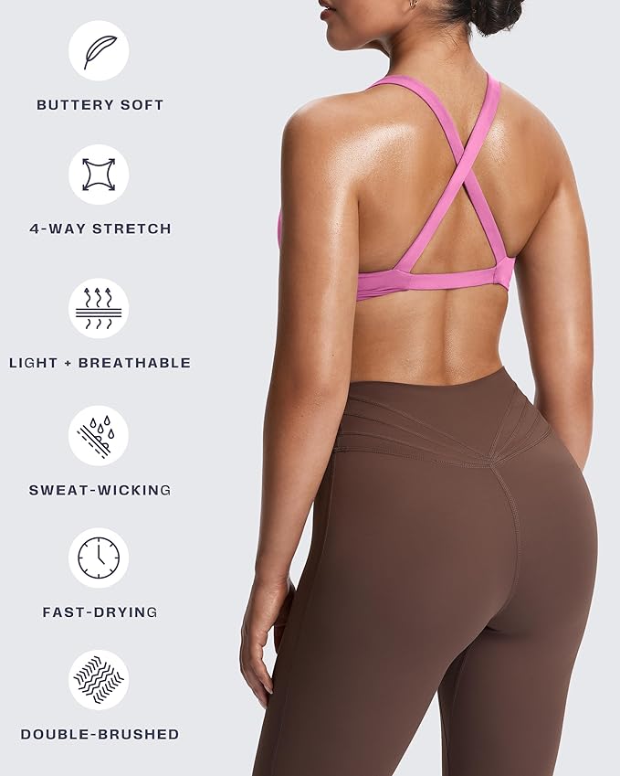 Aoxjox Women's Workout Sports Bras Fitness Satara Low Impact Bra Yoga Crop Tank