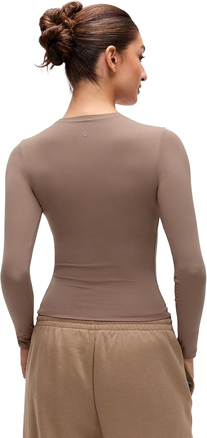 CRZ YOGA Softembrace Crewneck Long Sleeve Shirts for Women - Casual Going Out Tops Soft Basic Fitted Tight Fall T-Shirts