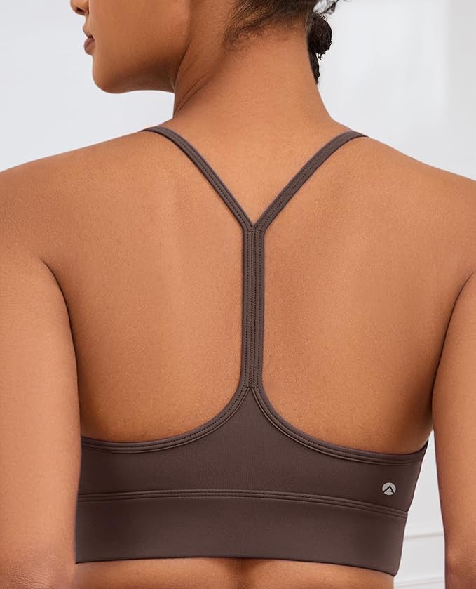 Womens Y-Back Sports Bra, Weightless Padded Yoga Bra, Spaghetti Strap Low Impact Gym Top for Workout & Daily Wear