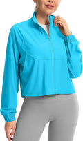 Soothfeel Women's Athletic workout Jacket Lightweight UPF 50+ Long Sleeve Sun Protection Shirts Zip Up Cropped Hiking Tops